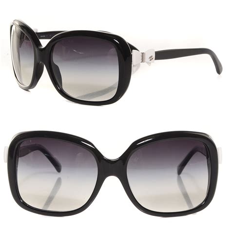 black chanel sunglasses with white bows|CHANEL CC Bow Sunglasses 5171 Black White .